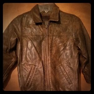 Kids Brown Medium Leather Slightly Worn Jacket